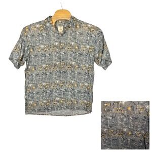 Vintage Morro Bay Tribal Hawaiian Shirt Mens Large Resortwear Beach 100% Viscose
